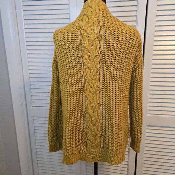 Forever 21 Chunky Cableknit Oversized Sweater SMALL Mustard Gold Yellow - Picture 4 of 5